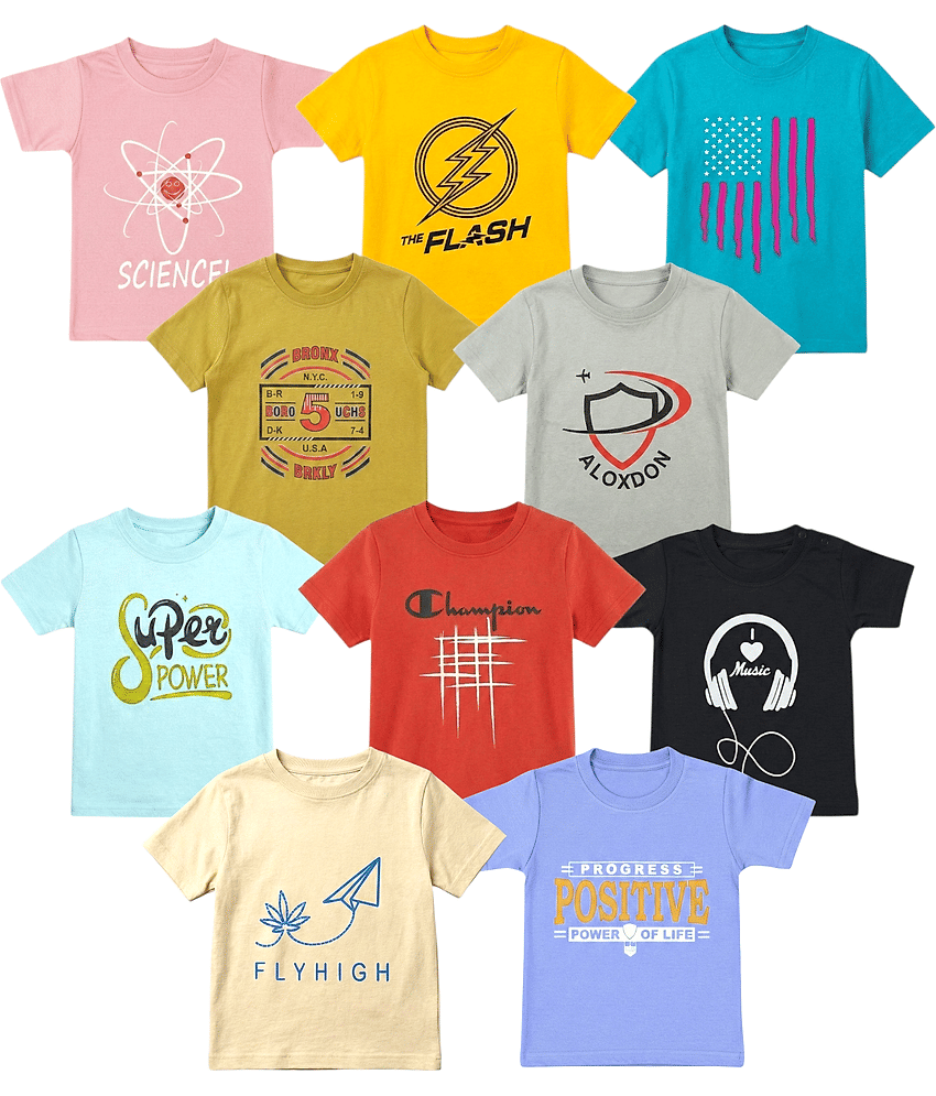 LEMONYFABRICS Pack of 10 Boys Cotton Blend T-Shirt ( Multicolor )