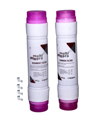 Multipro Inline Plastic Sediment and Carbon Filter for RO Water Purifier with an Elbow Connector