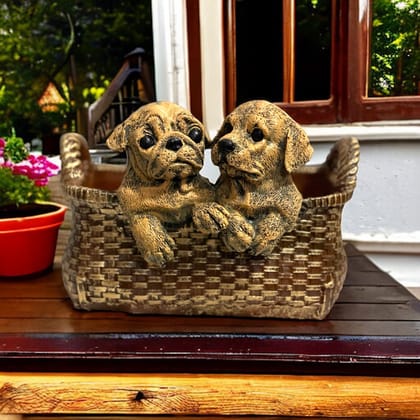 Cute Puppy Basket Resin Statue Storage Basket Look Alike showpiece Best Gift  H – 15 Cm-Poly Resin