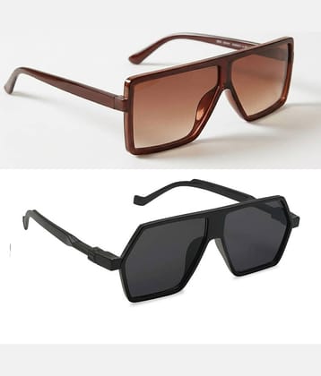 Elligator Brown Rectangular Sunglasses ( Pack of 1 )