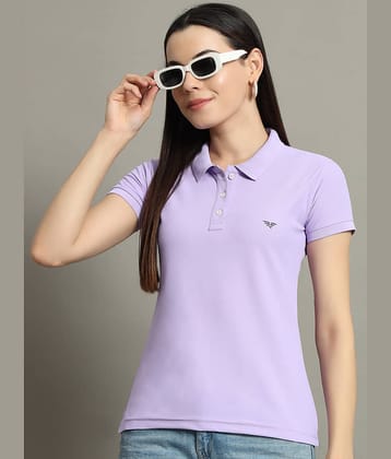 Riss Women Cotton Blend Solid Regular Fit Polo Collar T-Shirt ( Lavender )