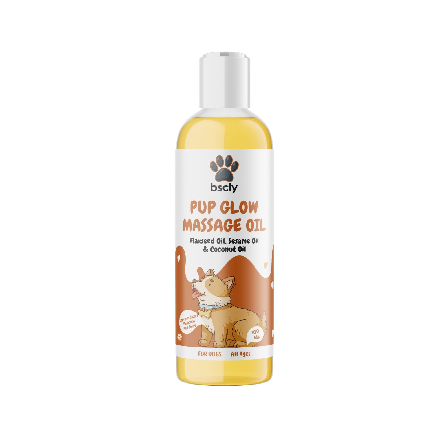Bscly Pup Glow Massage Oil  Flaxseed Oil, Sesame Oil & Coconut Oil, 100 ml