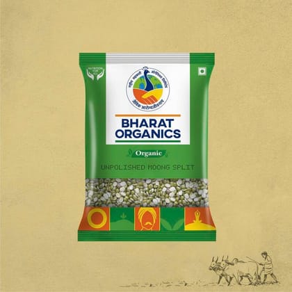 Organic Unpolished Moong Split (Chilka) - Bharat Organics