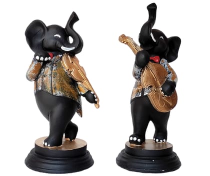 Pair of Appu Playing Violin and Gitar Decorative Best Gift H – 25 cm-Poly Resin