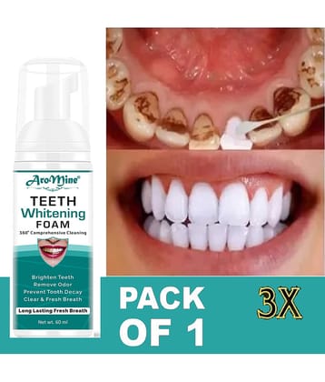 Aromine Teeth Whitening Foam Mouthwash Liquid Mint 60 mL
