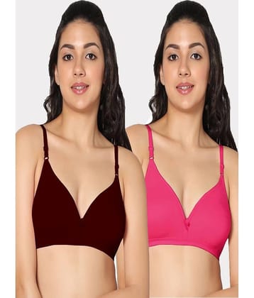 IN CARE LINGERIE Pack of 2 Cotton Non Padded Women's T-Shirt Bra ( Multicolor )