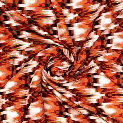 Flame Stitch Pattern Digital Printed Fabrics-Viscose / Upada Silk / 110 CM | 43 Inch