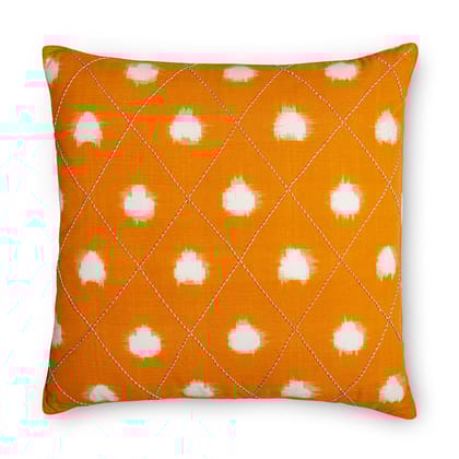 Embroidered Cotton Ikat Cushion Cover - 18x18