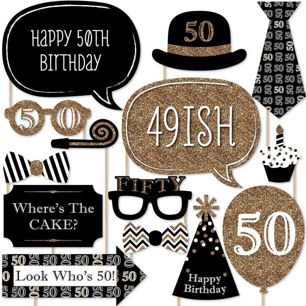 50th Birthday Photo Props - 20PC - Party and Festive Needs | Buy online on ZillyBuy