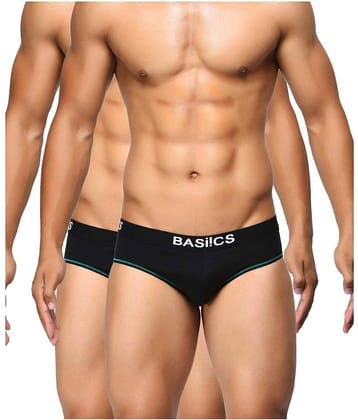 BASIICS By La Intimo Pack of 2 Cotton Blend Briefs For Men's ( Black )