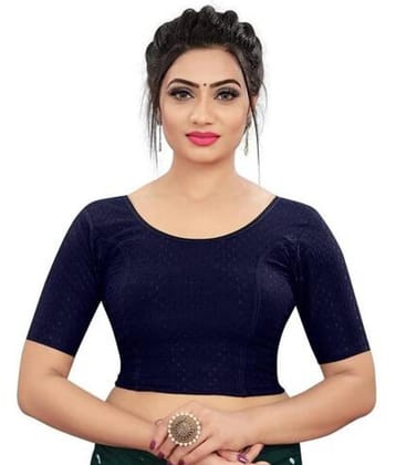 THE PRIVATE LABLE Navy Blue Readymade without Pad Lycra Women's Blouse ( Pack of 1 )
