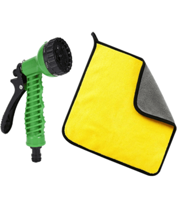 Tapixaa Combo 7 Pattern Water Spray Gun And Microfiber Cloth 600 GSM ( Pack Of 2 )