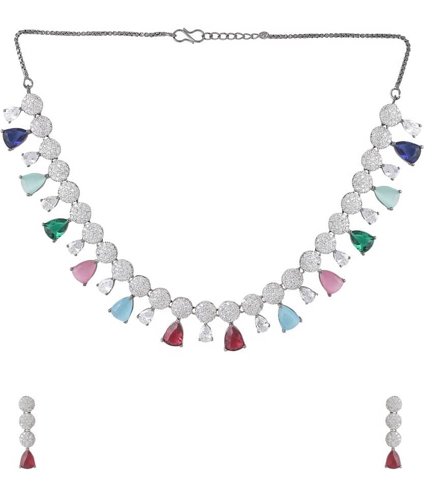 VIRAASI - Multicolor Brass Necklace Set ( Pack of 1 )