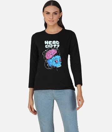 CHOZI Women Cotton Printed Regular Fit Round Neck T-Shirt ( Black )