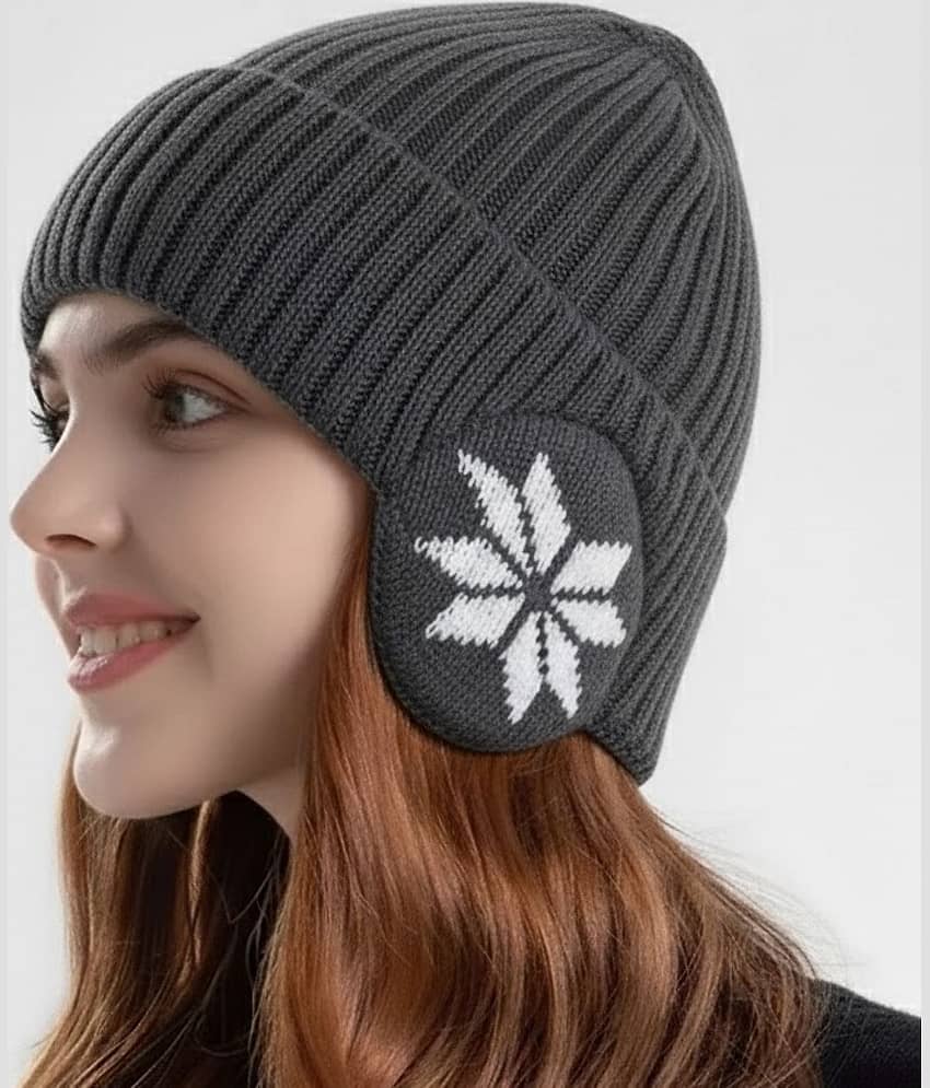 Infispace Gray Woollen Women's Cap ( Pack of 1 )