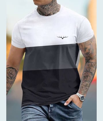 Garimaknitwear Cotton Blend Regular Fit Colorblock Half Sleeves Men's Round T-Shirt - Grey ( Pack of 1 )