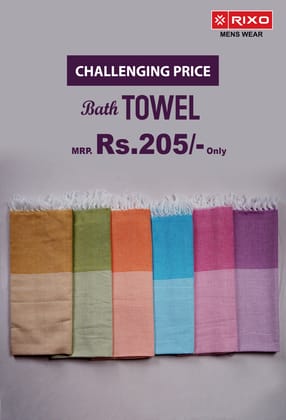 CHALLENGING PRICE RIXO BATH TOWEL  COTTON 30 X 60 - CBT-02 RX ASSORTED COLOURS