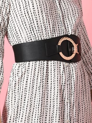 Black Solid Waist Belt-Belt