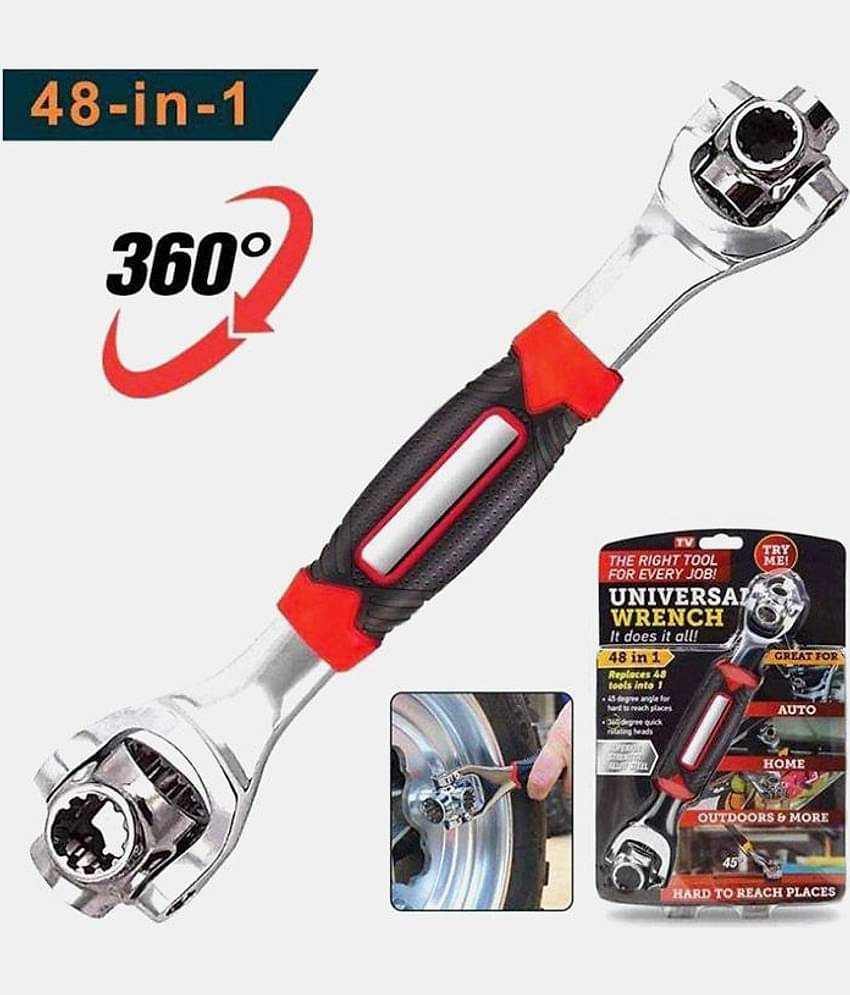 Universal 48 in 1 Multi-functional Socket Tool KIt, Dog Bone Wrench Works with Spline Bolts, Torx, Square Damaged Bolts & Any Size