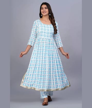 Aurelisa - Navy Straight Cotton Women's Stitched Salwar Suit ( Pack of 1 )