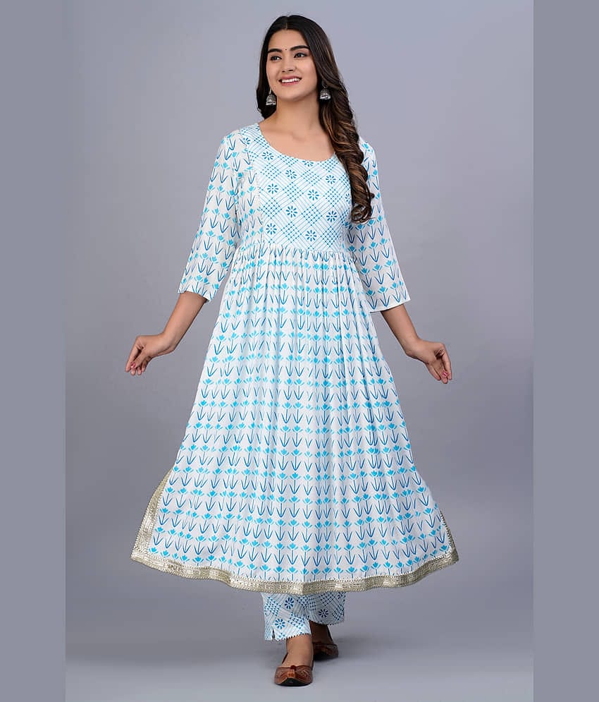 Aurelisa - Navy Straight Cotton Women's Stitched Salwar Suit ( Pack of 1 )