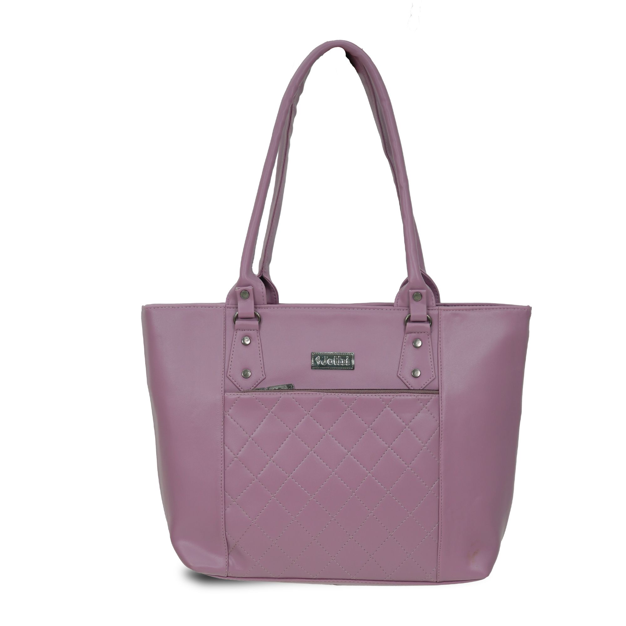 Jothi MetroBelle Quilted Handbag for Women | Stylish Synthetic Leather Purse | Dual Compartments | Mobile Pocket | Water-Resistant | Soft Carry Handles | Taupe