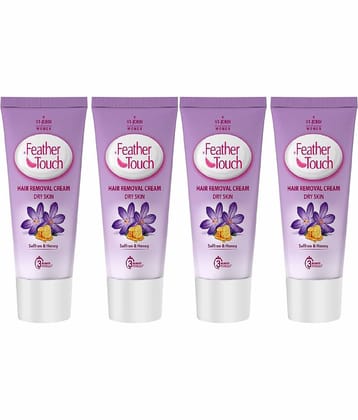 VI-JOHN Feather Touch Honey & Saffron Hair Removal Cream for Dry Skin 40g Each (160g) - Pack of 4