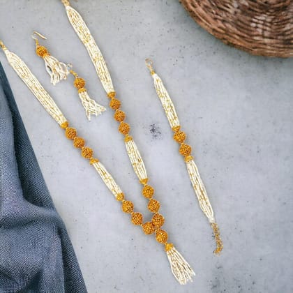 Multi Layered Pearl necklace with Bracelet