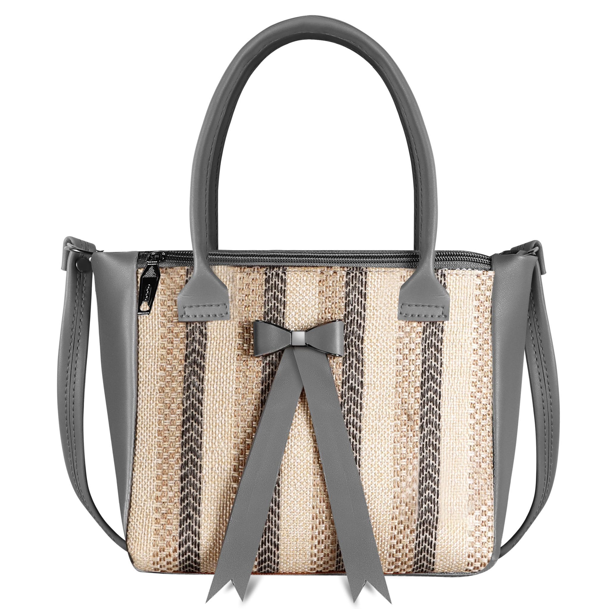 Grey Glamorous Faux Leather Handbag For Women And Girls HB24