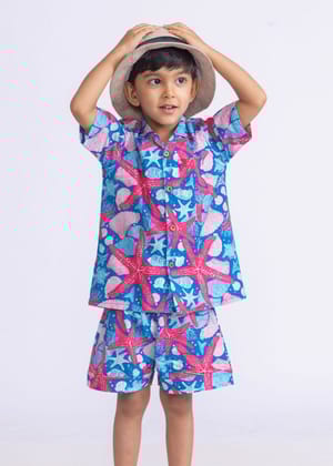 Boys Cotton Shirt & Shorts Set | Starfish-0-6M
