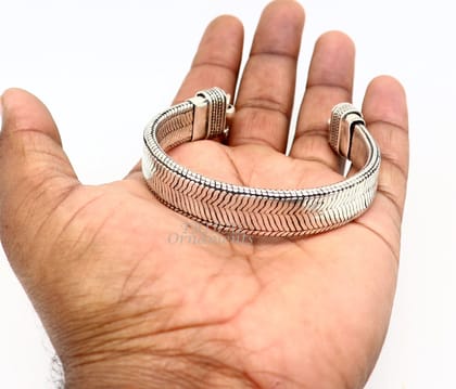925 sterling silver handmade gorgeous vintage design solid wheat chain flexible bracelet belt unisex jewelry from Rajasthan India sbr409-7.5''