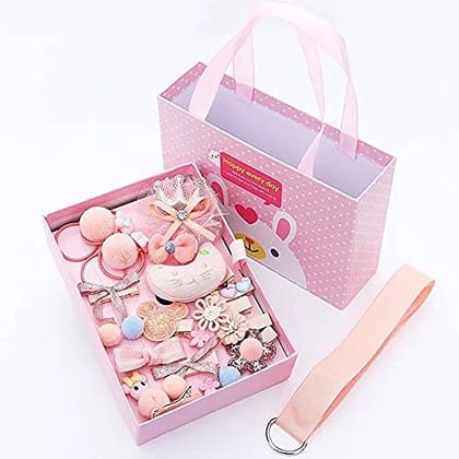 Aliza Set of 18 Pcs Fancy Head wear Accessories For Baby Girls/Toddlers Children's Suit Girls Baby Hair Clips Small Safety Clip Princess Hairpin Baby Hair Accessories Gift Box (Orange)