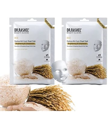 DR.RASHEL Rice Face Sheet Mask With Serum For Women and Men All Skin Types Soft and Healthy Skin Paraben Free Pack Of 2 20 Grams Each