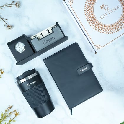 Personalized Gift : 3-in-1 Desk Organizer Set with Tumbler & Notebook Diary