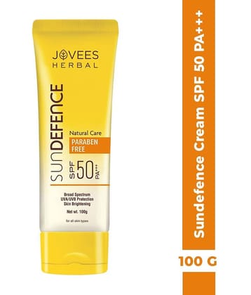 Jovees Herbal Sun Defence Cream SPF 50 Broad Spectrum PA+++ For All Skin Types, 100gm (Pack of 1)