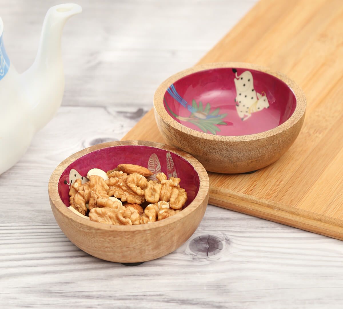 India Circus Magenta Biome Mystique Snack Bowl Set Of 2