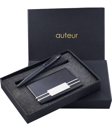 auteur Gift Set,A  Ball Pen, A Premium RFID Safe Card Wallet, In Black Color Metal Pen & PU Leather Body ATM/Debit/Credit/Visiting Card Holder, Excellent Corporate Gift Set Packed in an Attractive Box.