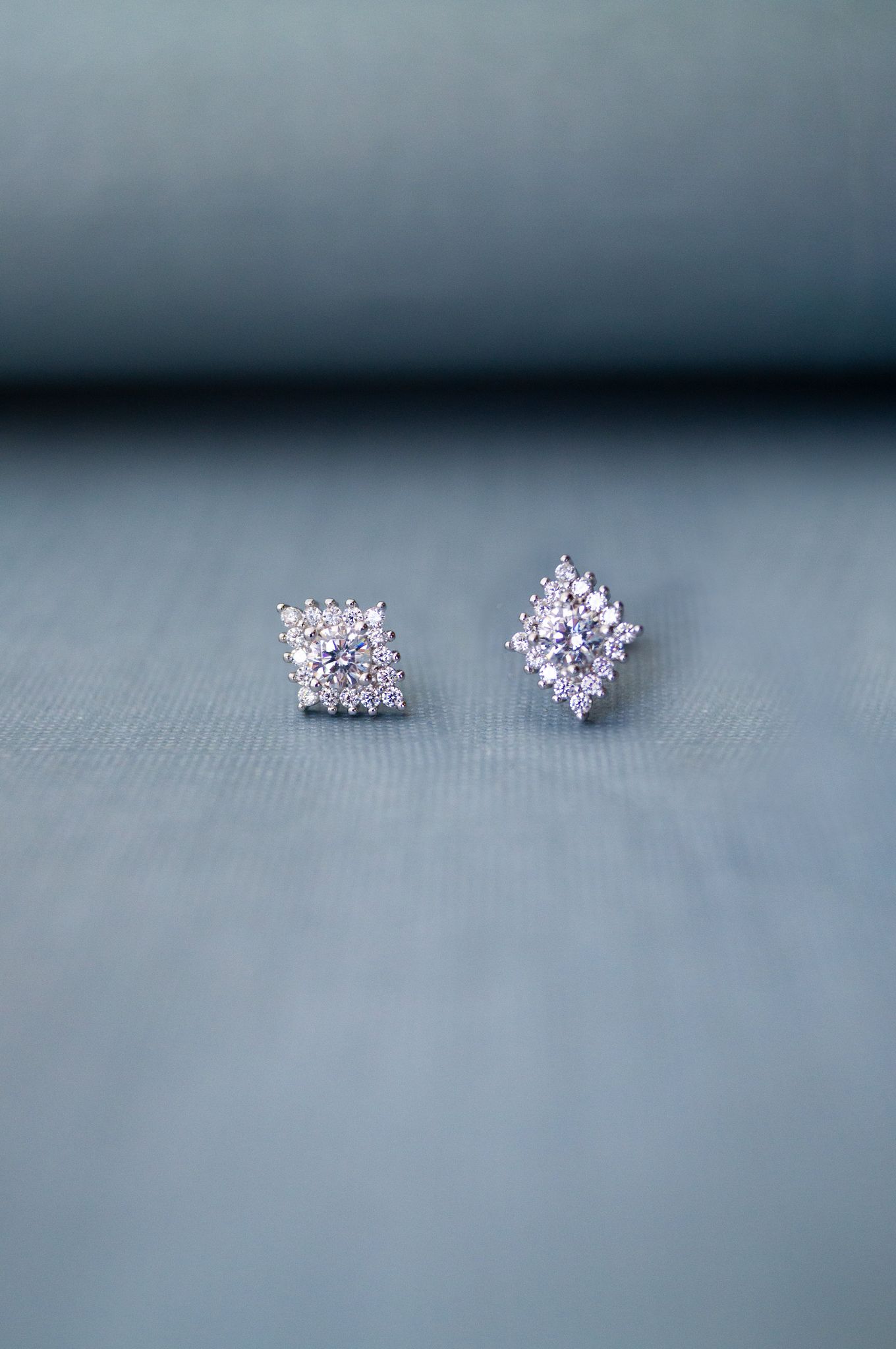 Rhombical Solitaire Sterling Silver Earrings-Silver