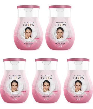 LONDON GLOW Milk Protien Face Powder with SPF - 30GM Each (Pack of 5) (Loose Powder)
