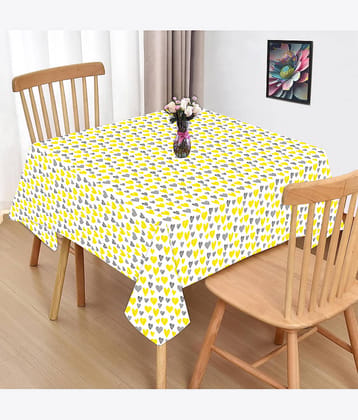 Oasis Home Tex Printed Cotton 2 Seater Rectangle Table Cover & Table Mats ( 102 x 102 ) cm Pack of 1 Yellow