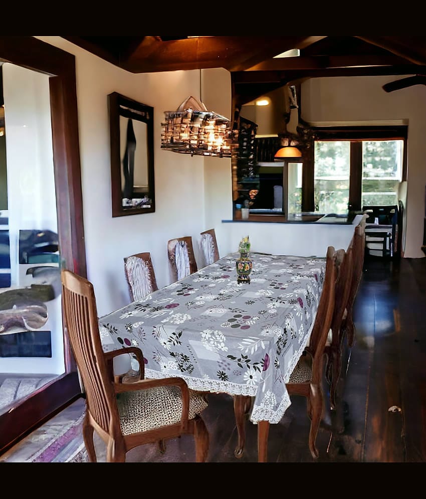 mopak decor Printed Polyester 6 Seater Rectangle Table Cover ( 229 x 152 ) cm Pack of 1 Gray