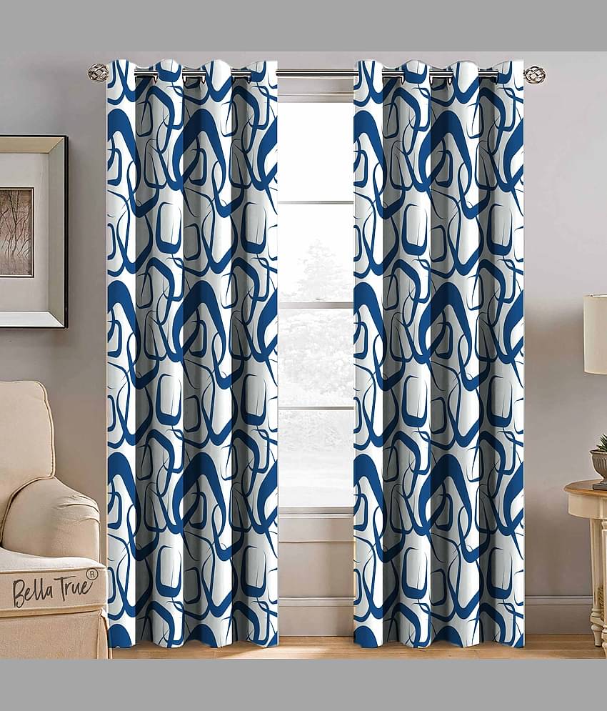 BELLA TRUE  Set of 2 Window SemiTransparent Eyelet Polyester Multi Color Curtains ( 152 x 113 cm )