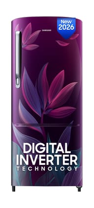 Samsung 183 L, 4 Star, Digital Inverter, Direct-Cool Single Door Refrigerator (RR20H27249R/NL, Paradise Bloom Purple, Single Touch Defrost, 2026 Model) Samsung 183 L, 4 Star, Digital Inverter, Direct-Cool Single Door Refrigerator (RR20H27249R/NL, Paradis
