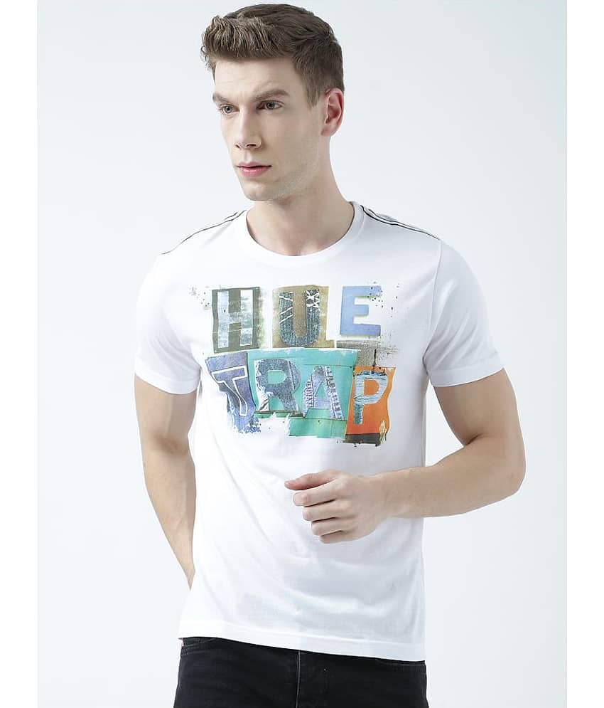 Huetrap cotton White Printed T-Shirt Single Pack