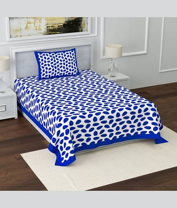 Uniqchoice Cotton 1 Single Bedsheet with 1 Pillow Cover ( Blue )