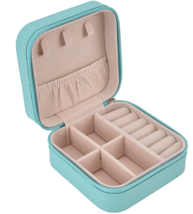 Portable Zipper Jewellery Box Blue