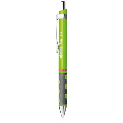 Rotring Green Mechanical Tikky Pencil 0.5mm with Metal Cap, Nozzle and Clip and an Induilt Eraser for Writing and Drawing with 2B 12 Lead and Eraser.