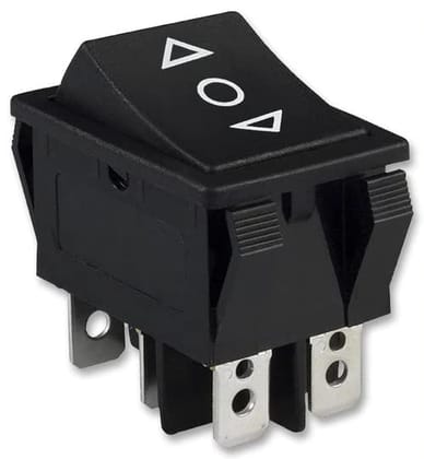 MM TOYS 6 Pins Forward-Stop-Backward Rocker Switch | For Kids Electric Car Bike Jeep Vehicles & Projects Pack Of 1 | 3 Way Switch | Black