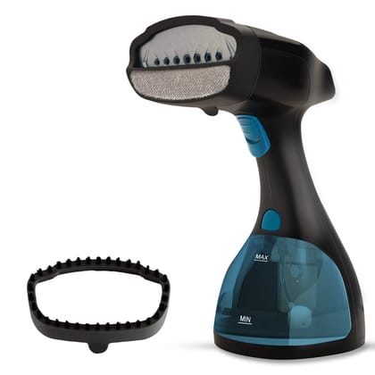 Agaro Signify Handheld Garment Steamer,Horizontal & Vertical Use,Wrinkle Remover,Iron,Fast Heat,Ceramic Steam Nozzle,1500W,260 Ml Water Tank,Detachable Fabric Brush,Lint Brush,Black & Blue-1500 Watts Agaro Signify Handheld Garment Steamer,Horizontal & Ve