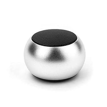 Mini Bluetooth Speaker with TWS Pairing - Compact Metal Body & Powerful Sound Silver